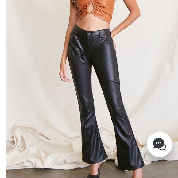 NWOT Vegan Leather High Waisted Flare Pant - Picture 3 of 4